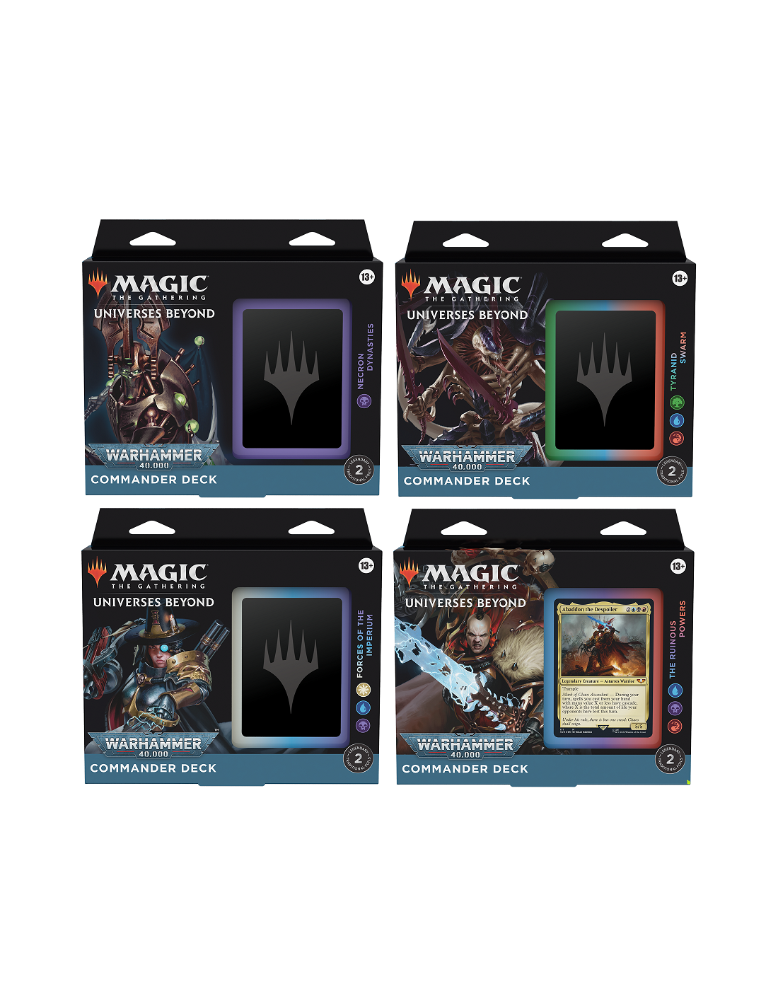 Alle 4 Commander Deck Universes Beyond Warhammer 40K Magic The