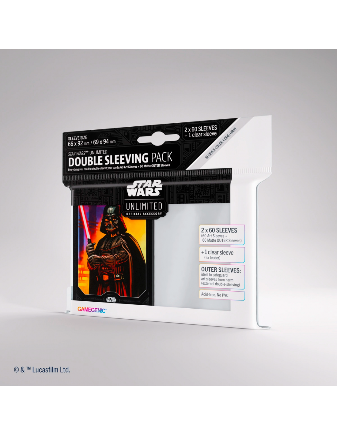 #3 - Star Wars Unlimited Art Sleeves, Double Sleeving Pack, Darth Vader - 2 x 60 stk - plastiklommer - Gamegenic
